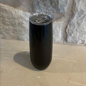 14oz black iridescent glitter stemless flute